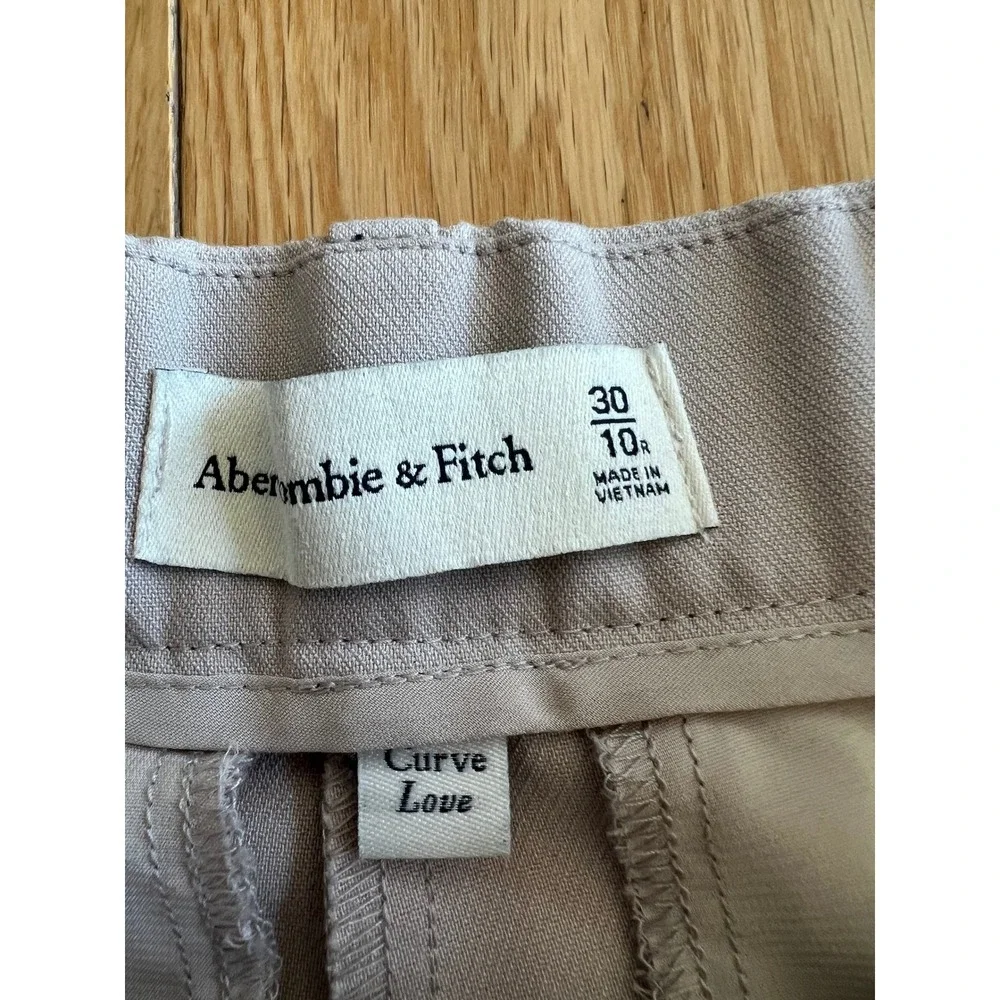 Abercrombie A&F Sloane Tailored Wide Leg Trouser Pants Light Taupe Curve Love 10